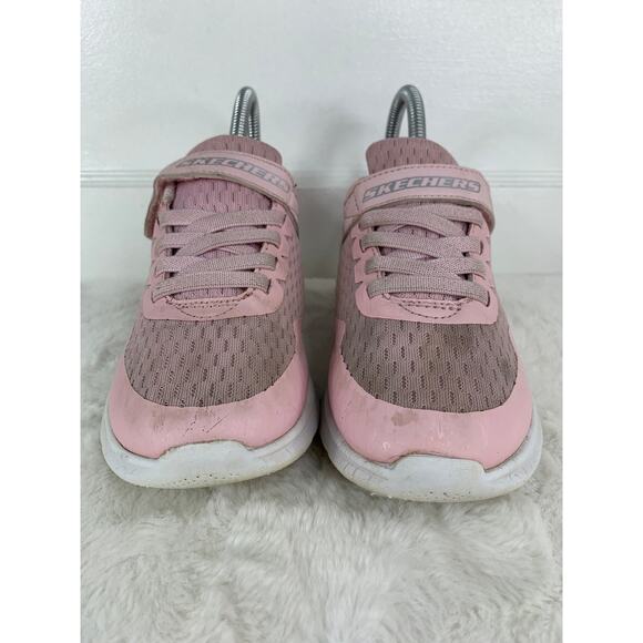 Skechers Microspec Max Light Pink Sneakers Elastic Laces Youth Size 2 - Picture 2 of 8